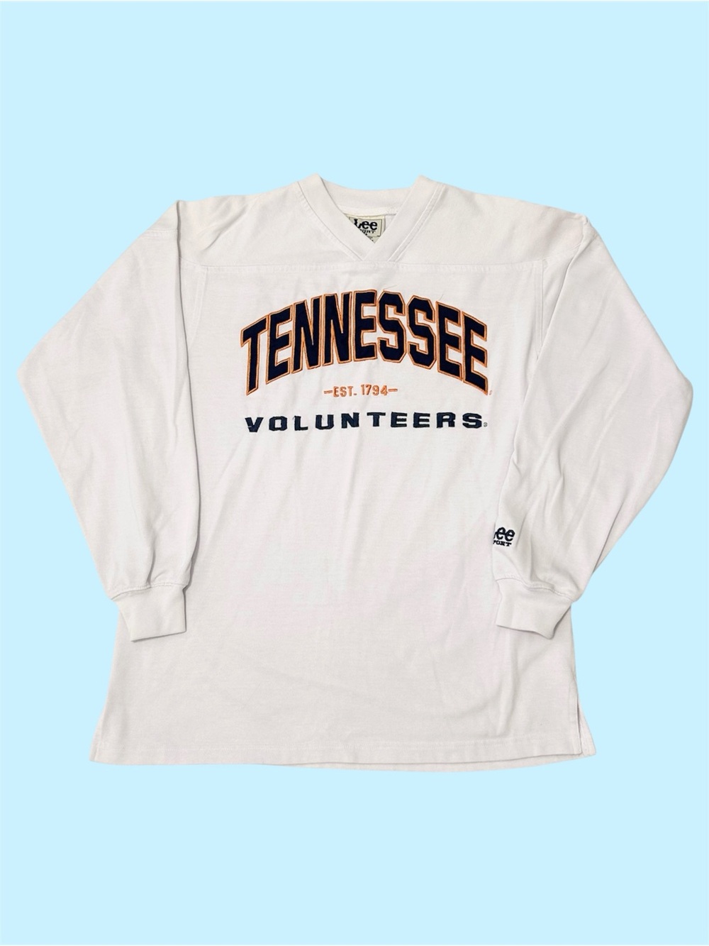 Vintage 90s Lee Sport Tennessee Vols Volunteers Shirt V Neck White Medium Rare